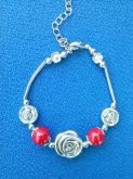 Pulseira de Prata Tibetana Vermelha