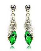 Brinco de Ouro 14K com Zircônia Cúbica Verde