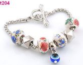 Pulseira Artesanal com Charm Europeu de Porcelana