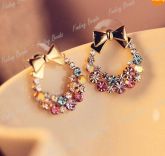 Brinco Guirlanda com Strass Coloridos