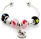 Pulseira Artesanal Charms de Resina Pingente de Cavalo