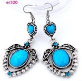 Brinco de Prata Tibetana Azul Turquesa